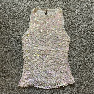Heart Sequin Embellished Cream Top